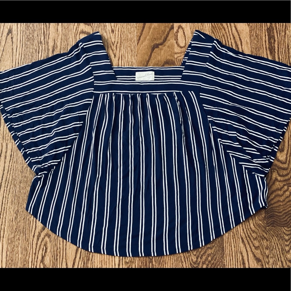 Universal Thread Navy Striped Flutter Top - Picture 2 of 4